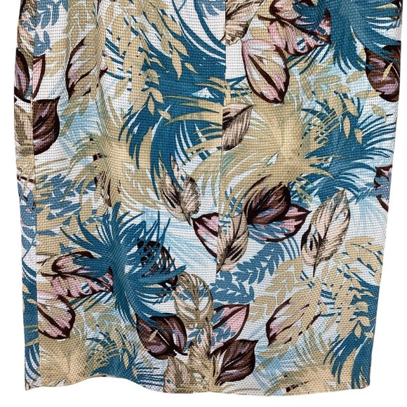Doncaster Pencil Skirt Size 4 100% Silk Floral Pattern Pockets Blue & Brown Line - Picture 7 of 7